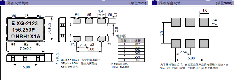 2.5V低電壓驅(qū)動(dòng)晶振,有源5*7mm振蕩器,XG-2123CA晶振