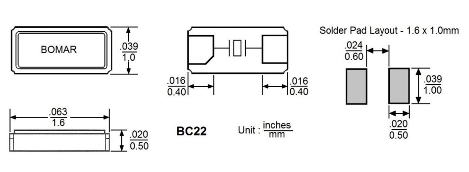 美國Bomar晶振/BC22CCD112.5-32.768K/6G無線通信晶振